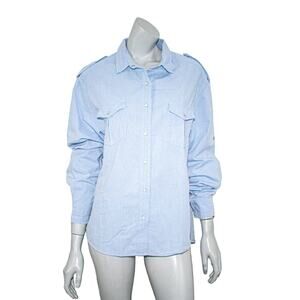 IRO RAQUEL Women's Button up Shirt Blue Cotton Long Sleeve Size 1